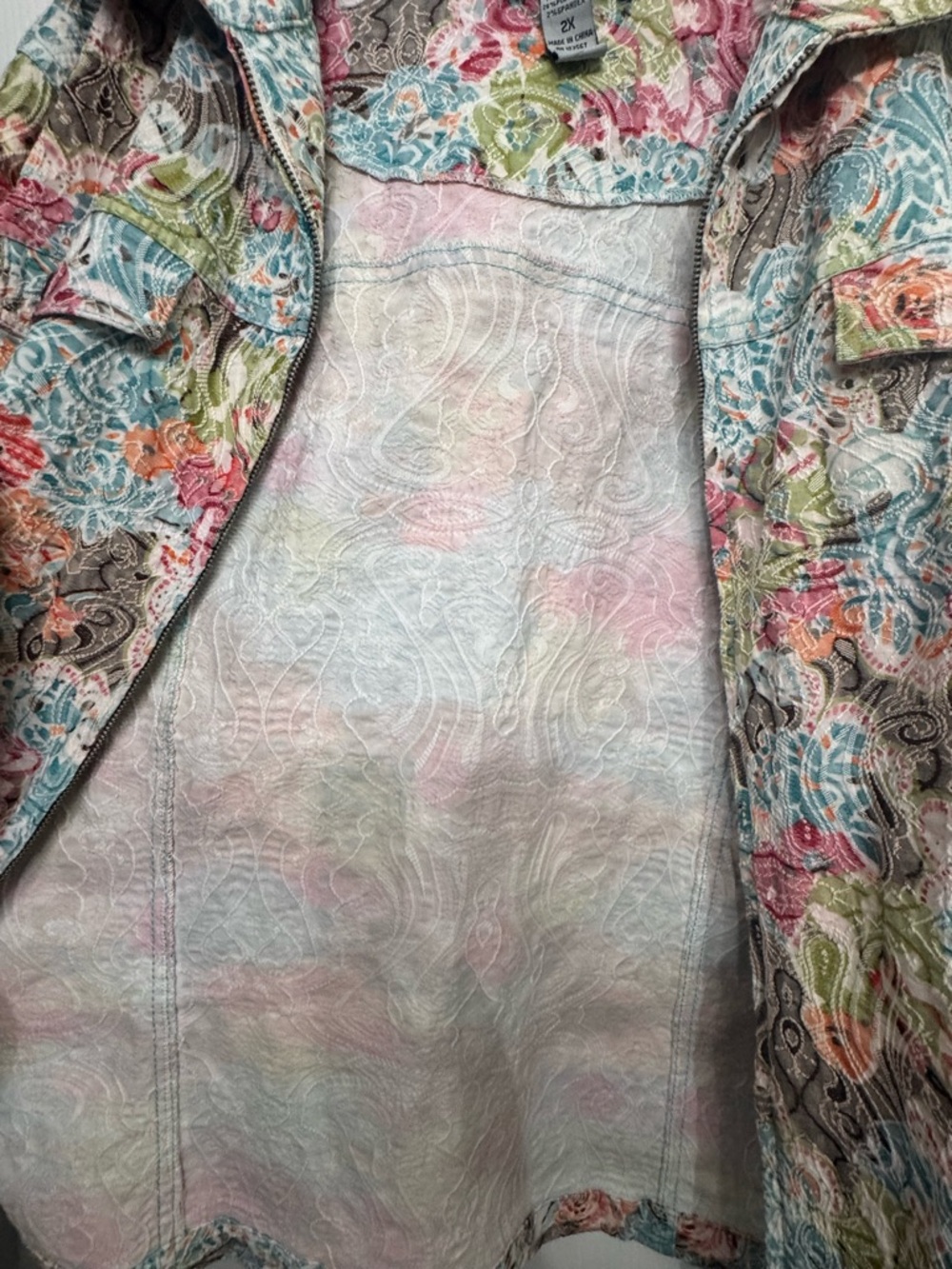 Analogy Plus Quilted Floral Jacket in Pastel Multi - Picture 6 of 6